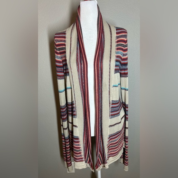 Women’s Billabong Multicolor Striped Open Cardigan Size M Western Cowgirl Boho - Picture 5 of 11